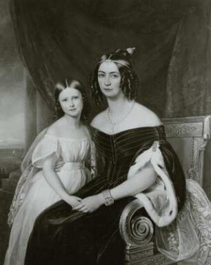 Amelie, Kaiserin von Brasilien mit ihrer Tochter Marie Amelie