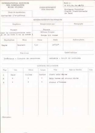 Chants traditionnels de Baud