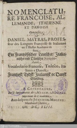 Nomenclature française, allemande, italienne et danoise