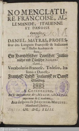 Nomenclature française, allemande, italienne et danoise