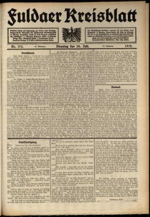 Ausgabe vom Dienstag, den 30. Juli 1912.