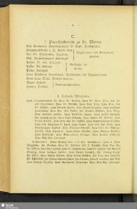 I. Parochialverein zu St. Thomä