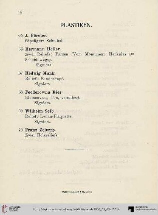 Plastiken (Nr. 65-70)