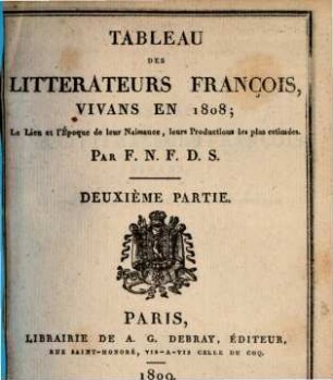 Tableau des écrivains français, 2