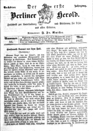 Nummer 56, Mai 1847
