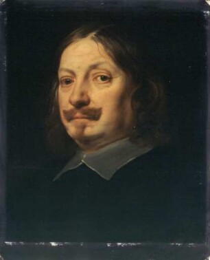 Brustbild eines Herrn mit Schnurrbart, nach links