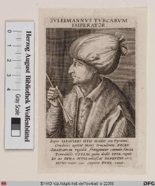 Bildnis Süleyman II. der Große od. Prächtige ("Kanuni"), Sultan der Türkei (reg. 1520-66)