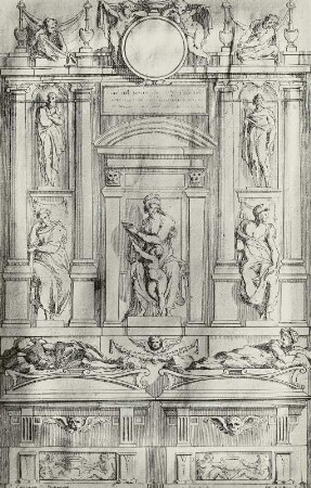 Wandgrabentwurf nach Michelangelos Mediceer-Gräber in Florenz