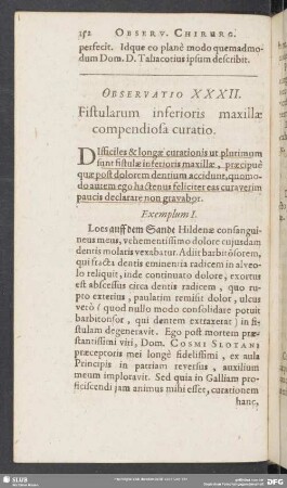 Observatio XXXII. Fistularum inferioris maxillae compendiosa curatio