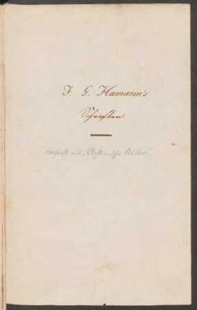 Verzeichnis der Schriften Johann Georg Hamanns (Hs.)