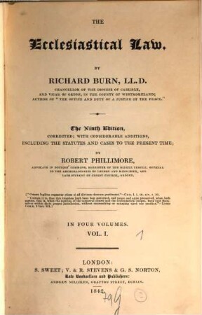 The ecclesiastical law, 1