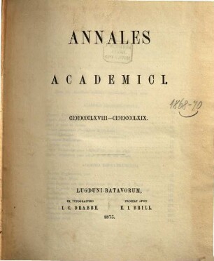 Annales academici. 1868/69 (1873)