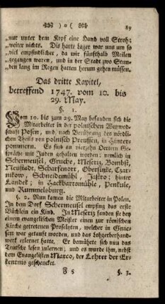 Das dritte Kapitel, betreffend 1747. vom 10. bis 29. May