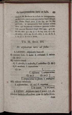 Tit. II. Sect. III. De adplicatione iuris ad facta.