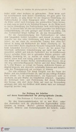 Zur Prüfung der Gelatine auf deren Verwendbarkeit für photographische Zwecke