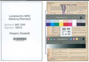 Entnazifizierung Elisabeth Wiegers , geb. 05.02.1902 (Kontoristin)