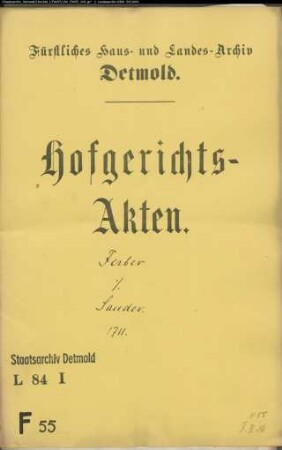 Färber, Joh., Bürgermeister zu Detmold gegen Sander im Klüt - Schuldforderung