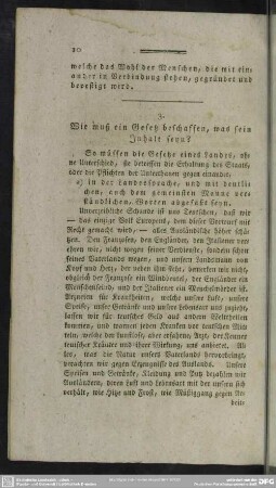 3. Wie muß ein Gesetz beschaffen, was sein Inhalt seyn?