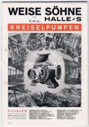 Prospektsammlung über Kreiselpumpen der Firma Weise und Monski
