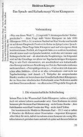 Das Sprach- und Kulturkonzept Victor Klemperers