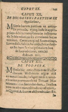 Caput XX. De Doloribus Partium Ex Oppilatione.