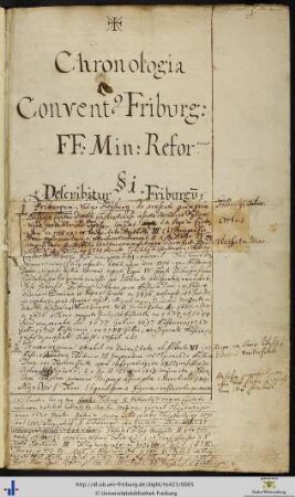 Chronologia conventus Friburgensis fratrum minorum reformatorum ordinis Sancti Francisci
