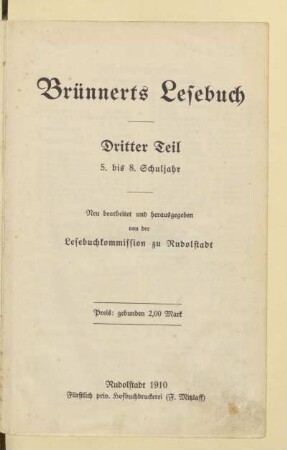Dritter Teil = 5. bis 8. Schuljahr, [Schülerband]: [Dritter Teil = 5. bis 8. Schuljahr, [Schülerband]]