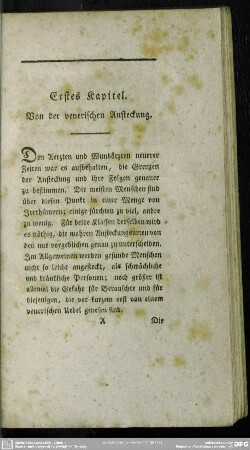 Erstes Kapitel. Von der venerischen Ansteckung