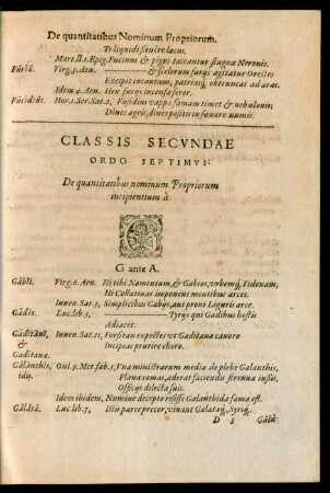 Classis Secundae Ordo Septimus ... G