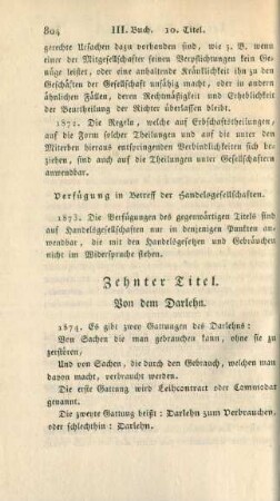 Zehnter Titel. Von dem Darlehn