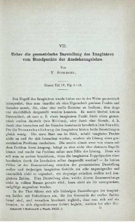 VII.Ueber die geometrische Darstellung des Imaginären vom Standpunkte der Ausdehnungslehre.