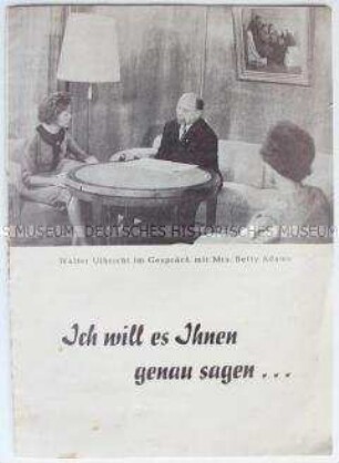 Flugschrift mit dem Wortlaut eines Interviews von Walter Ulbricht mit einer amerikanischen Journalistin
