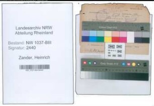 Entnazifizierung Heinrich Zander , geb. 29.05.1891 (Sachbearbeiter)