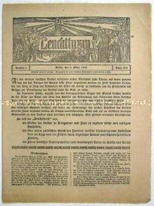 Erste Nummer des Nachrichtenblattes "Leuchtturm" mit Meldungen von verschiedenen Kriegsschauplätzen