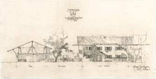 Gsaenger, Gustav; Mittenwald (Bayern); Untermarkt, Wiederaufbau - Querschnitt