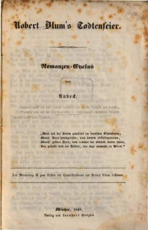 Robert Blum's Todtenfeier