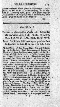 Sammlung astronomischer Tafeln. Bd.1-3.