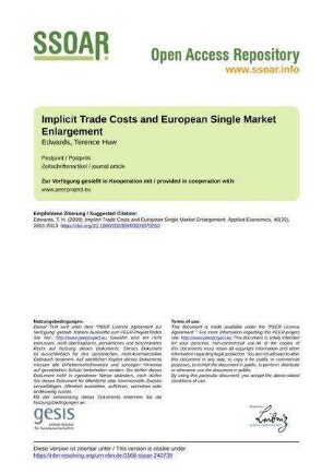 Implicit Trade Costs and European Single Market Enlargement