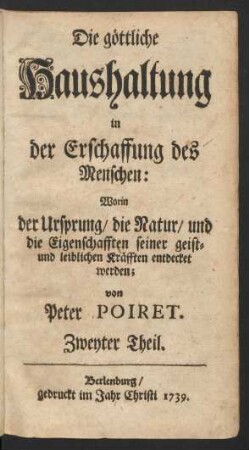 Buch 1, Theil 2: Von der Schöpfung des Menschen