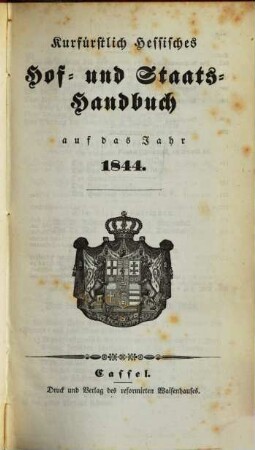 Kurfürstlich Hessisches Hof- und Staatshandbuch, 1844