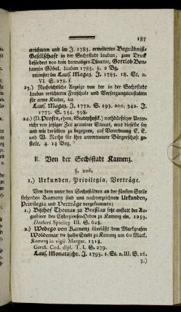E. Von der Sechsstadt Kamenz.