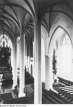Bautzen. Dom St. Petri (1213/1221). Kircheninneres. Blick von der Orgelempore nach Südosten