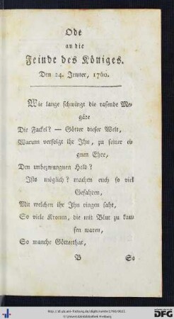 Ode an die Feinde des Königes.