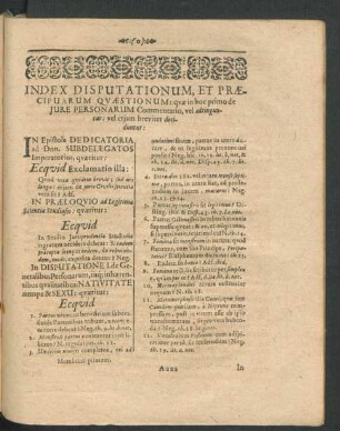 Index Disputationum, Et Praecipuarum Quaestionum ...
