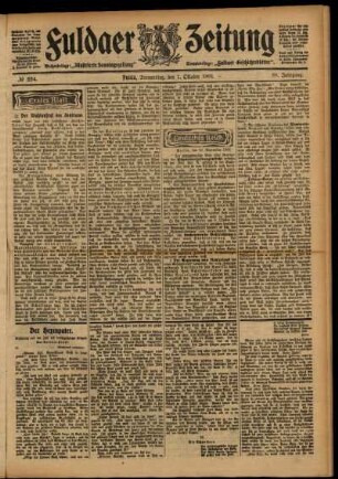 Erste Ausgabe vom Donnerstag, den 01. Oktober 1903.