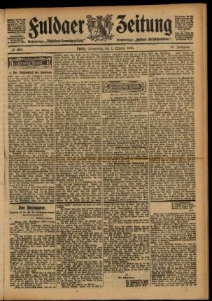 Erste Ausgabe vom Donnerstag, den 01. Oktober 1903.