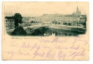 "Postgebäude mit Brücke" - Neckarbrücke, Untere Neckarstraße, Postamt 1 (Kaiserstraße 2)