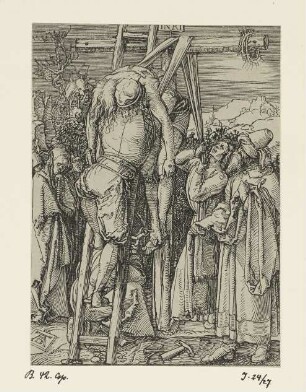 Kreuzabnahme, aus: Carl August Deis, "Albrecht Dürers Kleine Passion getreu in Holz nachgeschnitten", Eichstätt 1868