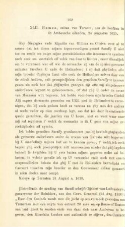 XLII. Hamza, sultan van Ternate, aan de hoofden in de Ambonsche eilanden, 24 Augustus 1630
