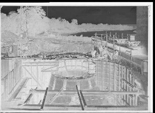 Staustufe Garstadt. Schalung für die Einlaufspirale am Kraftwerk.